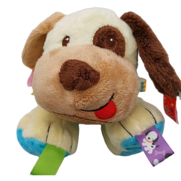 Taggies Puppy Dog Plush 11" Lovey Security Satin Ribbon Tags Soft Stuffed - Picture 1 of 7